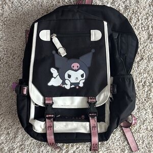 Kids Black and Pink Backpack Kuromi Sanrio Hello Kitty Anime